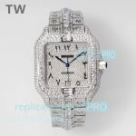 TW Factory Swiss Replica Ice Out Cartier Santos 40mm All Diamond Arabic Face Watch 